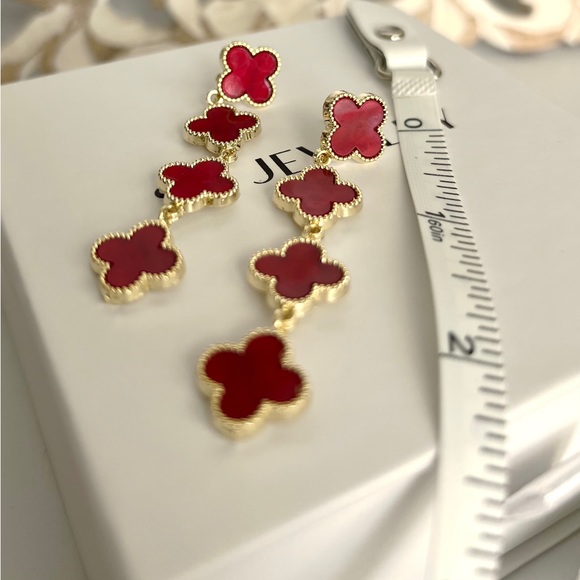 Dangle Clover Earrings 925 Sterling Silver Luxury  Jewelry - Picture 3 of 8